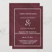 ブルゴーニュと金ゴールドグリッター結婚ポケットのカード 招待状 (正面/裏面)