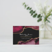 ブルゴーニュと金ゴールドゲード瑪瑙ストーンビジネスカード 名刺 (スタンド正面)