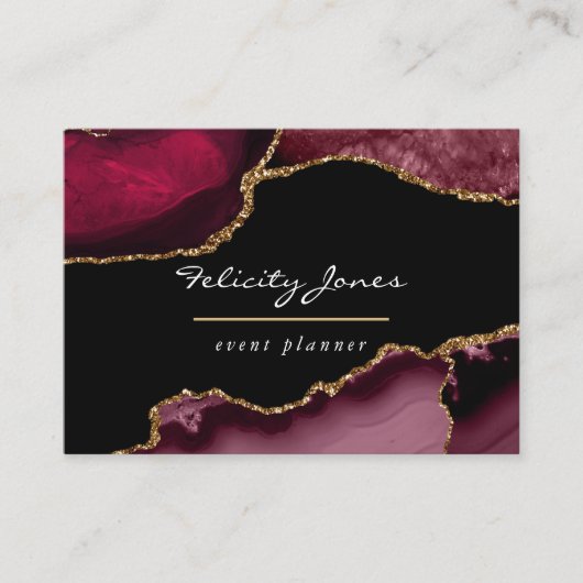 ブルゴーニュと金ゴールドゲード瑪瑙ストーンビジネスカード 名刺 (正面)