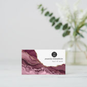 ブルゴーニュと金ゴールドゲード瑪瑙ストーンビジネスカード 名刺 (スタンド正面)