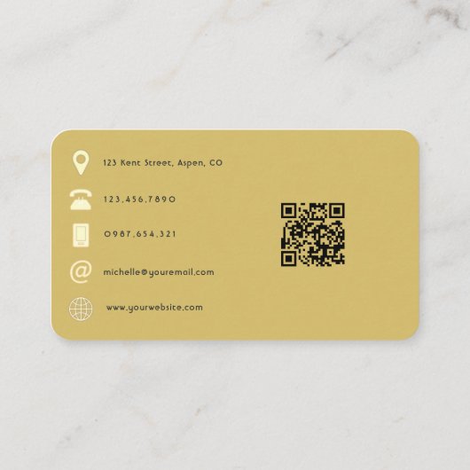 ブルゴーニュと金ゴールドゲード石QRコード 名刺 (裏面)