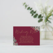 ブルゴーニュと金ゴールドゴシックのフローラが良く結婚なる エンクロージャーカード (スタンド正面)