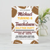 ブルゴーニュと金ゴールドサッカーチーム誕生日パーティー 招待状 (スタンド正面)