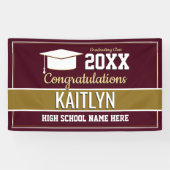 ブルゴーニュと金ゴールドスクールのカラー卒業 横断幕 (横)