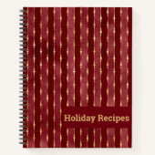 ブルゴーニュと金ゴールドストライプホリデーレシピ ノートブック (正面)