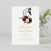 ブルゴーニュと金ゴールドスワンキンセニェラフォイル招待状 箔招待状 (立ち正面)