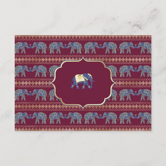 ブルゴーニュと金ゴールドゾウインディアン結婚ズ詳細 エンクロージャーカード (裏面)