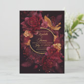 ブルゴーニュと金ゴールドテーマでシック。 招待状 (スタンド正面)