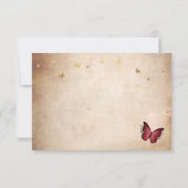 ブルゴーニュと金ゴールドバタフライエレガントな結婚式 出欠カード (裏面)