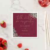 ブルゴーニュと金ゴールドバラフローラ結婚ゴシック スタンダードカクテルナプキン (インサイチュ)