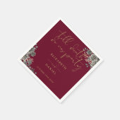 ブルゴーニュと金ゴールドバラフローラ結婚ゴシック スタンダードカクテルナプキン (角)