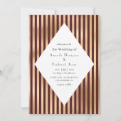 ブルゴーニュと金ゴールドパリをテーマ結婚にした 招待状 (正面)