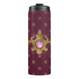 ブルゴーニュと金ゴールドパリジェムストーンモノグラム タンブラー