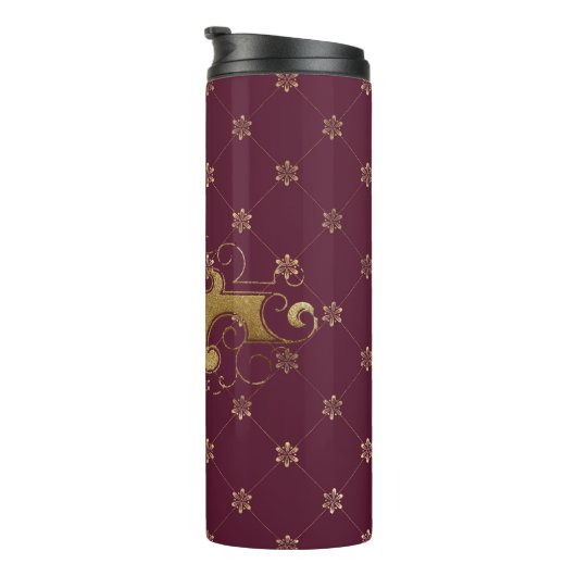 ブルゴーニュと金ゴールドパリジェムストーンモノグラム タンブラー (回転右)