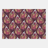 ブルゴーニュと金ゴールドパリワインアールデコ ラッピングペーパーシート (正面)