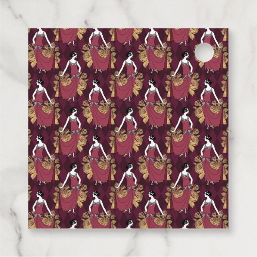 ブルゴーニュと金ゴールドパリヴィンテージレディージェムストーン フェイバータグ (裏面)