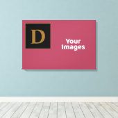 ブルゴーニュと金ゴールドファミリーイニシャル写真ディスプレイ キャンバスプリント (インサイチュ (ウッドフロア))