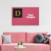 ブルゴーニュと金ゴールドファミリーイニシャル写真ディスプレイ キャンバスプリント (インサイチュ (リビング))