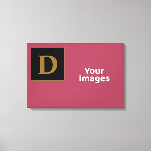 ブルゴーニュと金ゴールドファミリーイニシャル写真ディスプレイ キャンバスプリント (正面)