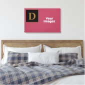 ブルゴーニュと金ゴールドファミリーイニシャル写真ディスプレイ キャンバスプリント (インサイチュ (寝室))