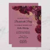 ブルゴーニュと金ゴールドフローラバチェロレッテ 招待状 (正面/裏面)