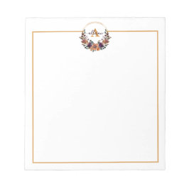 ブルゴーニュと金ゴールドフローラパーソナライズされた枠 ノートパッド