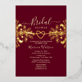 ブルゴーニュと金ゴールドフローラブライダルシャワー 箔招待状 (正面)