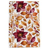 ブルゴーニュと金ゴールドフローラリーフパターン ミディアムペーパーバッグ (正面)