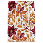 ブルゴーニュと金ゴールドフローラリーフパターン ミディアムペーパーバッグ (裏面)