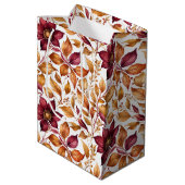 ブルゴーニュと金ゴールドフローラリーフパターン ミディアムペーパーバッグ (裏面アングル)