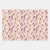 ブルゴーニュと金ゴールドフローラリーフパターン ラッピングペーパーシート (正面3)