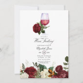 ブルゴーニュと金ゴールドフローラワインをテーマにしたブライダルシャワー 招待状 (正面)