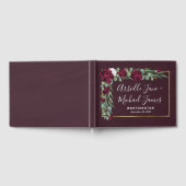 ブルゴーニュと金ゴールドフローラ水彩秋の結婚式 ゲストブック (全面)