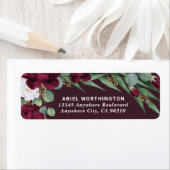 ブルゴーニュと金ゴールドフローラ水彩秋の結婚式 ラベル (インサイチュ)