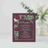 ブルゴーニュと金ゴールドフローラ秋の結婚式のメニューカード (スタンド正面)