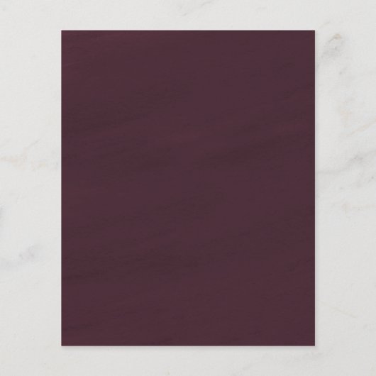 ブルゴーニュと金ゴールドフローラ秋の結婚式のメニューカード (裏面)