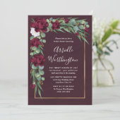 ブルゴーニュと金ゴールドフローラ秋ユニークブライダルシャワー 招待状 (スタンド正面)