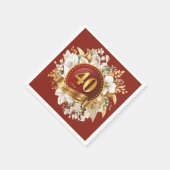 ブルゴーニュと金ゴールドフローラ結婚40周年 スタンダードカクテルナプキン (角)