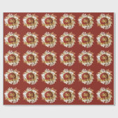 ブルゴーニュと金ゴールドフローラ結婚40周年 ラッピングペーパー (フラット)