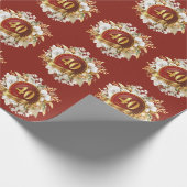 ブルゴーニュと金ゴールドフローラ結婚40周年 ラッピングペーパー (角)