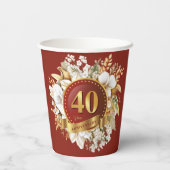 ブルゴーニュと金ゴールドフローラ結婚40周年 紙コップ (裏面)