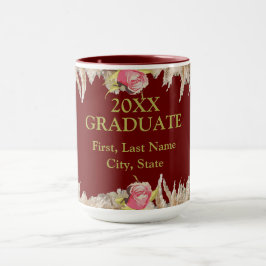 ブルゴーニュと金ゴールドフローラ、卒業 マグカップ