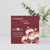 ブルゴーニュと金ゴールドホリデーオーナメントズウィズサンタ 招待状 (スタンド正面)