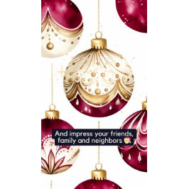 ブルゴーニュと金ゴールドホリデーオーナメントズウィズサンタ 招待状