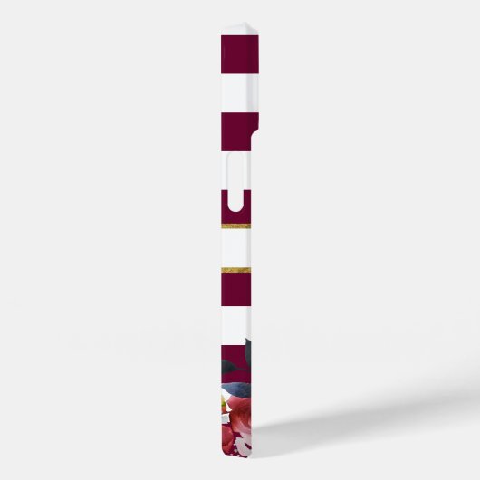 ブルゴーニュと金ゴールドボホフローラストライプモノグラム Case-Mate iPhoneケース (裏面 / 右)