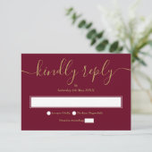 ブルゴーニュと金ゴールドミニマリストエレガント脚本 出欠カード (スタンド正面)