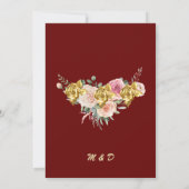 ブルゴーニュと金ゴールドユーカリリース結婚ズ 招待状 (裏面)