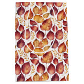 ブルゴーニュと金ゴールドリーフパターン ミディアムペーパーバッグ (正面)