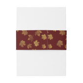 ブルゴーニュと金ゴールドリーフ秋結婚の 招待状ベリーバンド (裏面例)