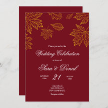 ブルゴーニュと金ゴールドリーフ秋結婚の